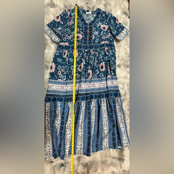 Sunday Blue and Pink Patterned Maxi Dress Size Large - Picture 8 of 15